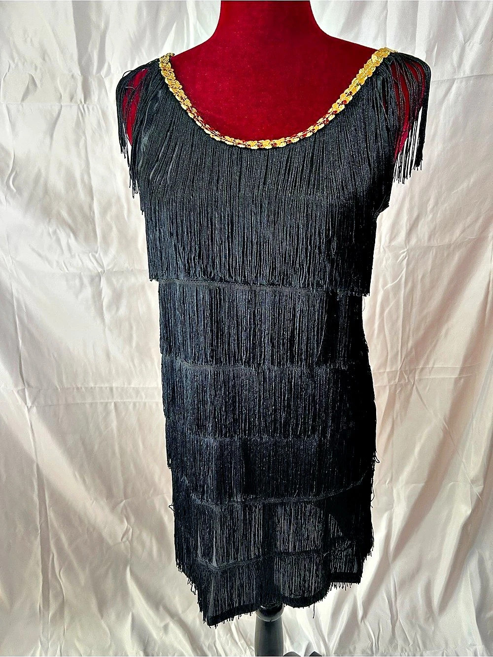 Black Fringe Mini Dress Like New